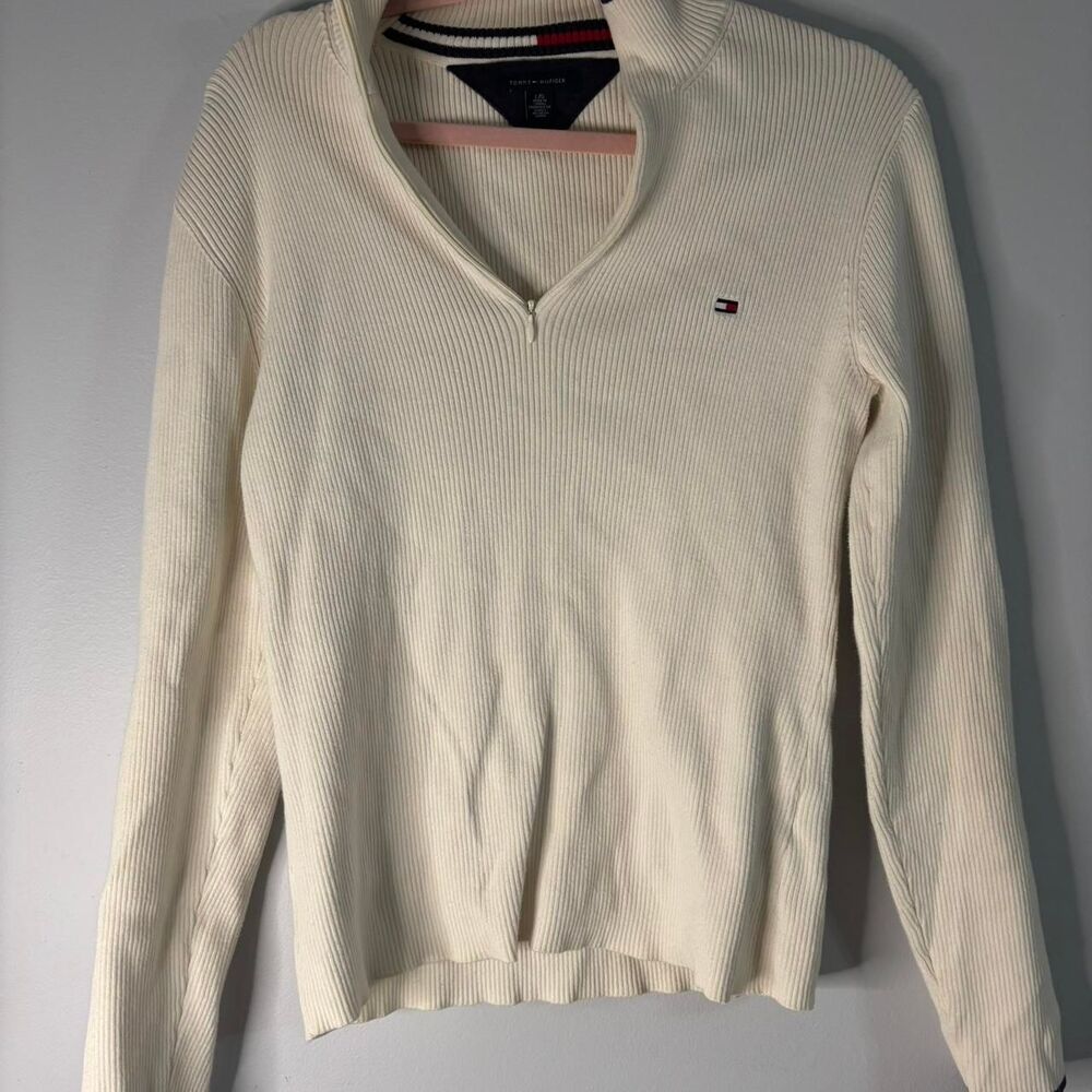 Tommy-hilfiger Women's Cream and White Jumper